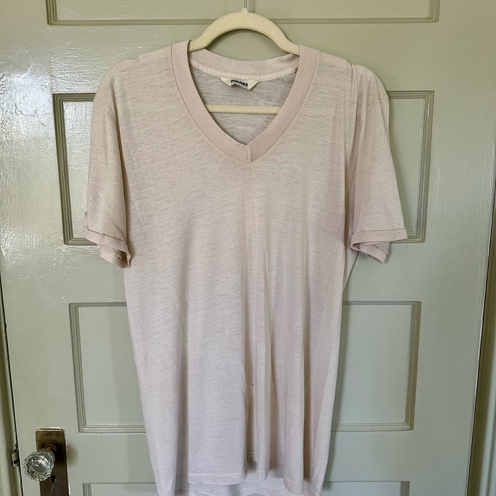 Threadbare Cream Vintage V-neck tee